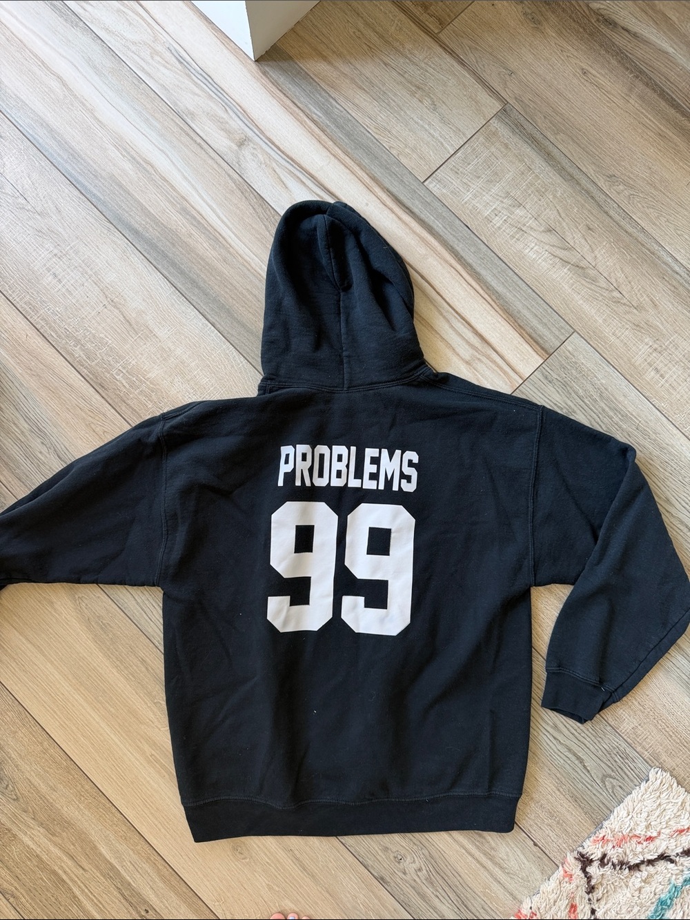 Gildan Black Hoodie with White "PROBLEMS 99" Back Graphic